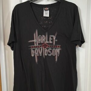 Harley-Davidson Black and Red Short Sleeve Tee